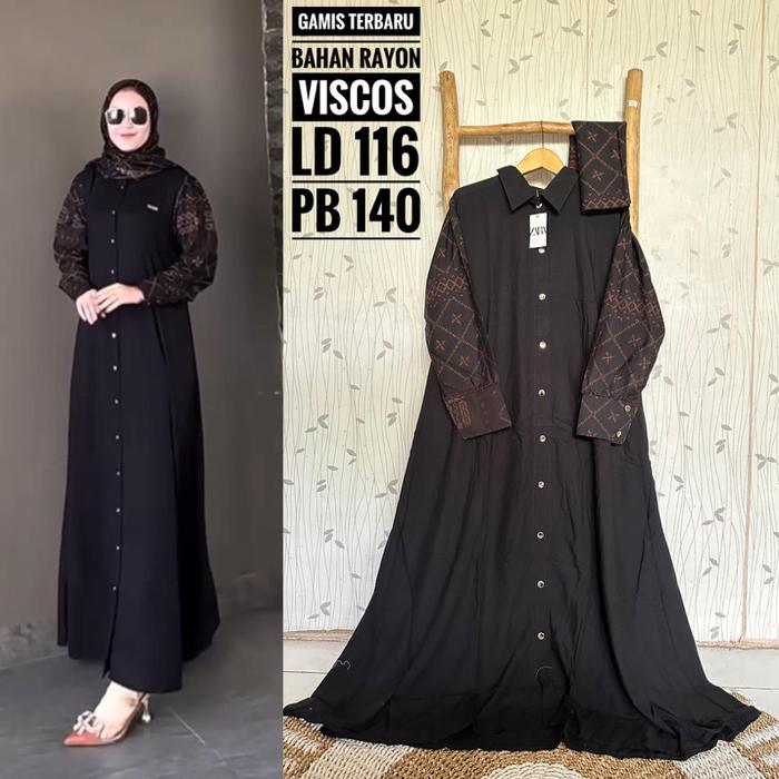 GAMIS SET HIJAB MOTIF GAMIS TERBARU 2025 LD 115 GAMIS OUTFIT SYARI BY JEVANNI GAMIS BAHAN RAYON VISC