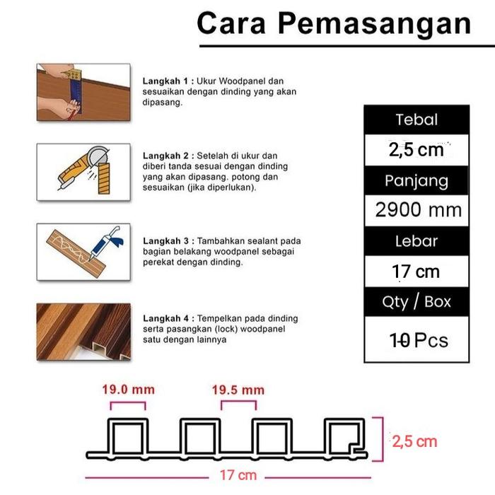 Wallpanel WPC Wood Panel Kisi Kisi Kayu Panjang 2.90 Meter Per Lembar Terlaris.