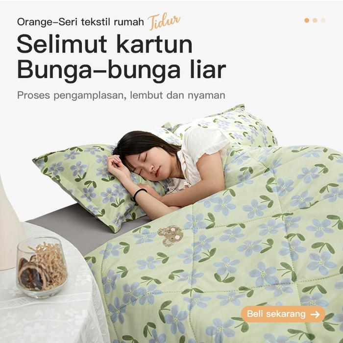 Orange Selimut/BedCover Motifthetic Bedcover Size 120X200CM 160X200CM 180x200CM Terlaris.