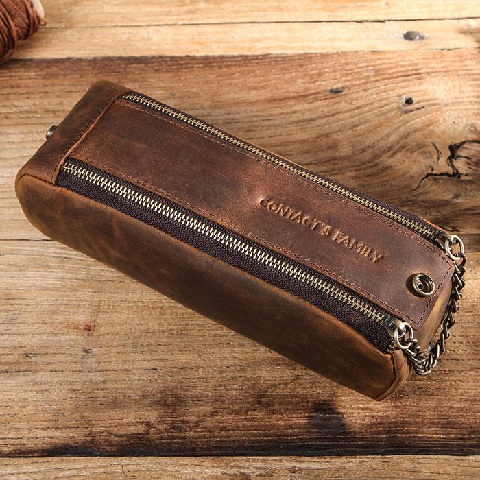 Crazy Horse Genuine Leather smoke Bag Clutch Portable Tobacco Smoking Pipe Case Pouch Smoking Tools 
