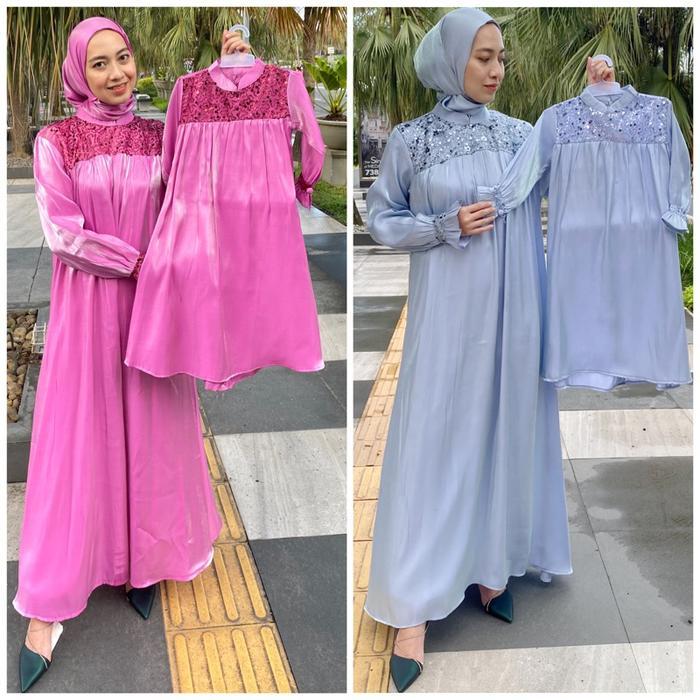 TASYA SERIES-DRESS IBU & -BAHAN MIX TULLE- COUPLE- PEREMPUAN-ONNEFASHION-MEDAN-SUMATERA Lebaran Musl