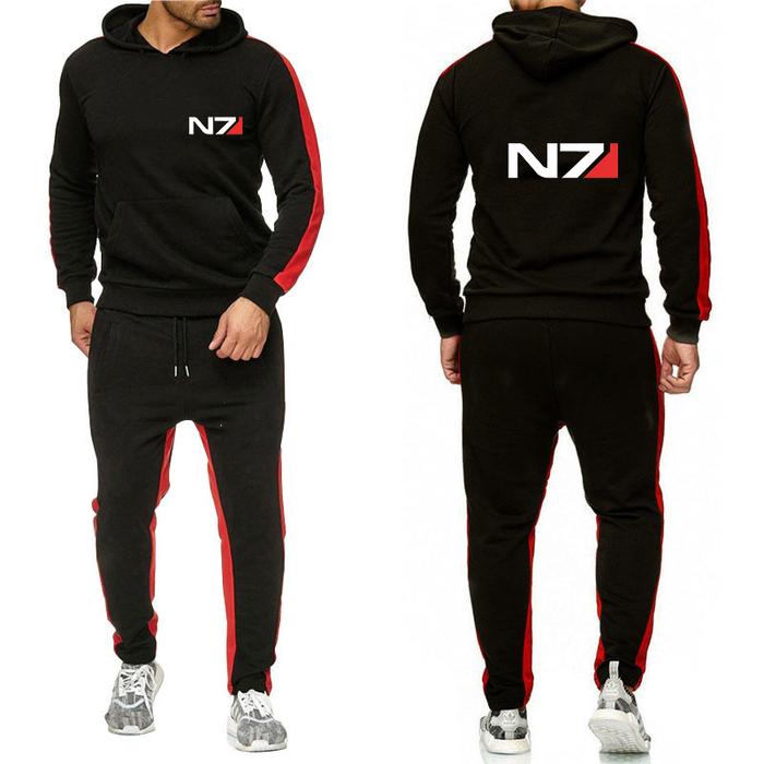 New Men N7 Mass Effect Logo Tracksuit Hoodies Casual Solid Color