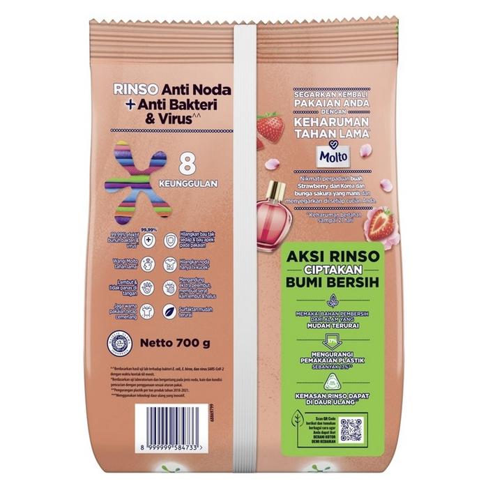 Rinso Molto Detergent Bubuk Deterjen Anti Noda Strawberry 700 g x2 Terlaris.