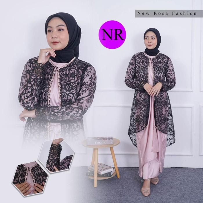 [FREE HIJAB] Yuki OneSet - Gamis Satu Setel Tunik dan Gamis Polos Bahan Satin - Gamis Wisuda - Setel