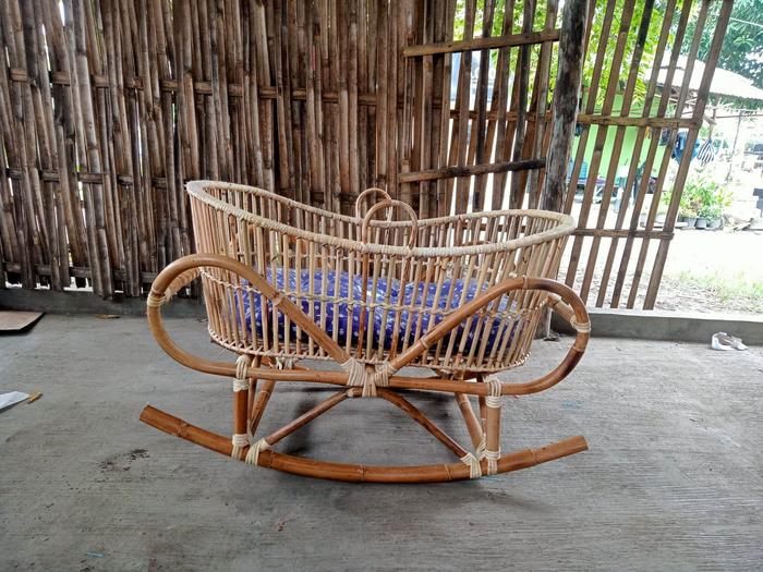 1 set ayunan bayi rotan model perahu harga pengrajin