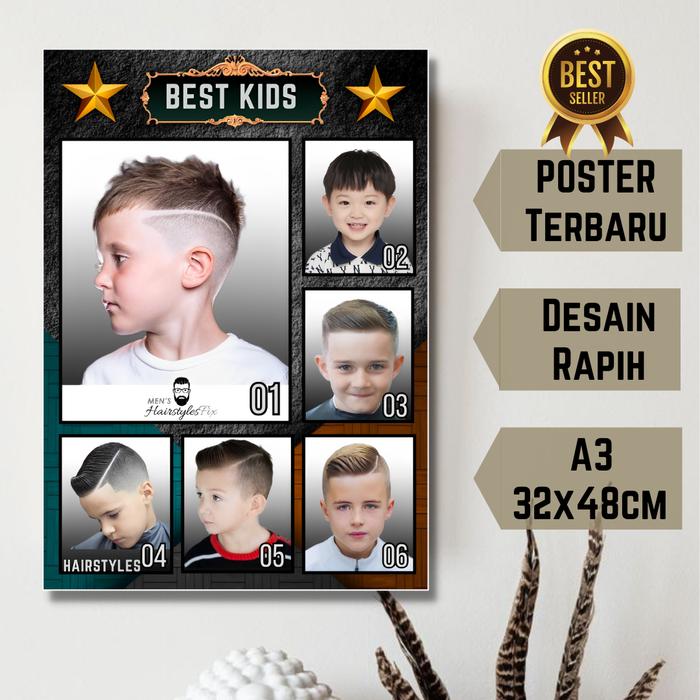 10 lembar Dekor Desain rapih Poster barbersop / poster pangkas rambut / model rambut terbaru keren