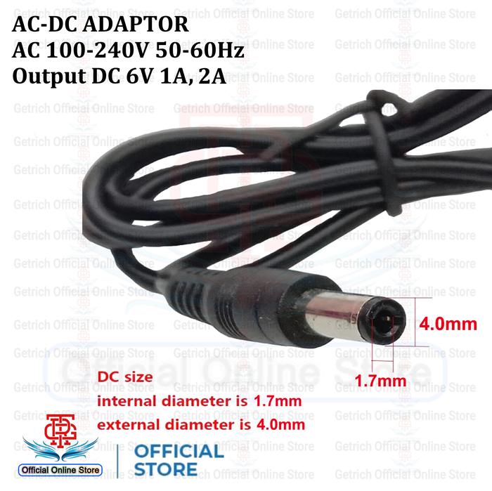 Adaptor Replacement DC 6V Tensi Tensimeter Omron Pengganti Battery 4.0 x 1.7 MM