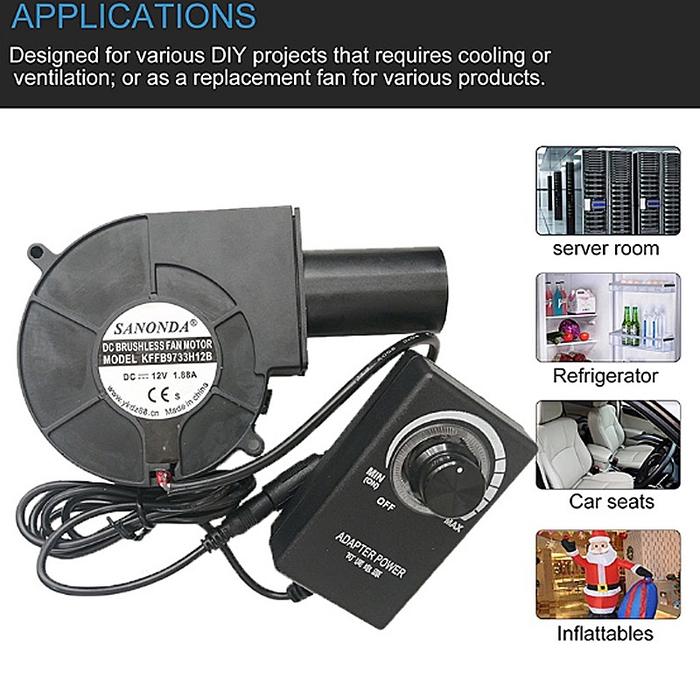 Blower Mini  BBQ Kipas Blower Ac Turbocharger Portabel Kecil Dengan Pengontrol Kecepatan Daya Port/B