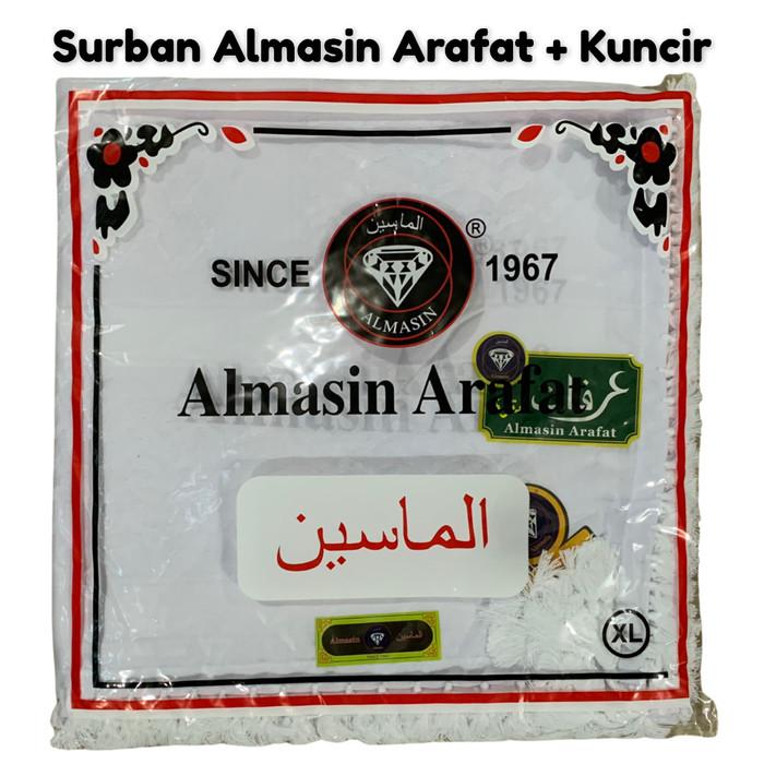 Sorban Almasin Arafat Putih Polos Jumbo Dengan Kuncir Rombe
