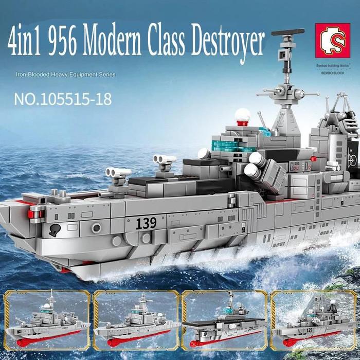 OHSOME - SEMBO Type 956 Destroyer Ship Battleship Set 4-in-1 / Block Mainan Rakit Brick Blok Susun K