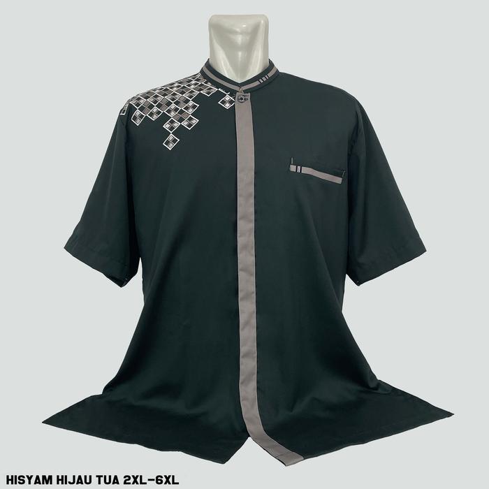 Sale Kemeja Koko Pria Lengan Pendek Jumbo Hisyam Kemko Big Size Muslim Polos Cowok Gamis Simple Read