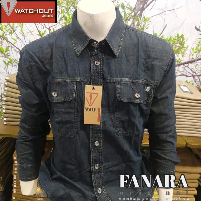 Kemeja Pria Watchout Jeans Dk Denim Js303060034 Lengan Panjang Denim Lembut Nyaman J24 Terbaru