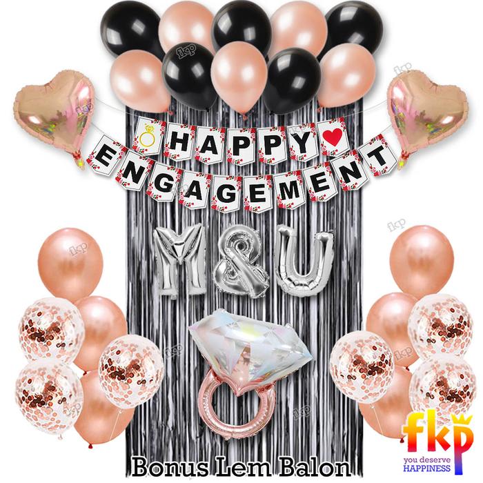 FUN KIDS PARTY Paket Dekorasi Engagement Simpel Confetti Simpel / Paket Balon Dekor Tunangan