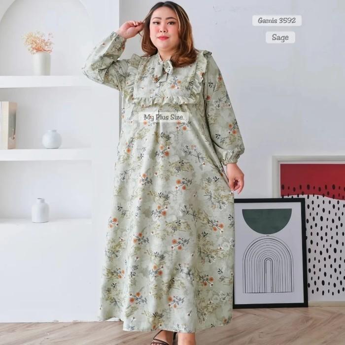 Gamis Bunga Wanita Jumbo 3592, Ld 130 & 145 cm