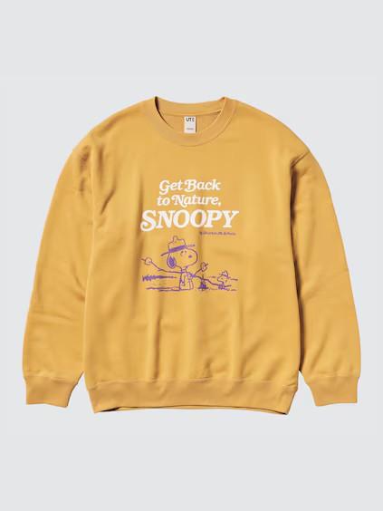 Uniqlo Sweater Pria Snoopy Peanuts Lengan Panjang Yellow Terbaru