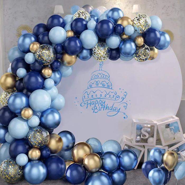 113pcs Balon Garland Karangan Bunga Warna Biru Untuk Dekorasi Pesta Ulang Tahun Balon Ulang Tahun De