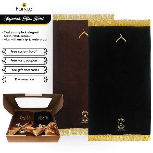 Paket Sajadah Couple Polos Premium Hampers Sejadah Wanita Velboa Bulu Tipis Alas Kulit
