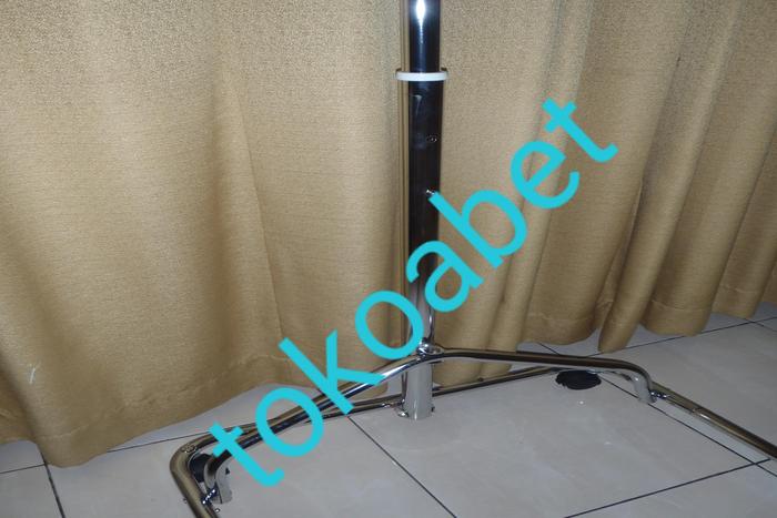 Ayunan bayi tiang chrome stainless lengkap dengan kain warna krem untuk perlengkapan tidur baby deng
