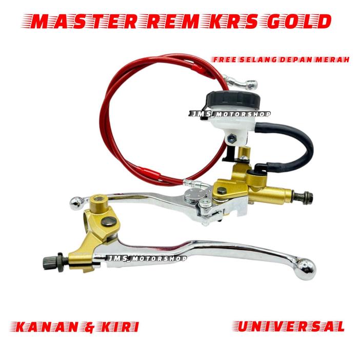 BISA MASTER REM KANAN KIRI KRS AXIAL UNIVERSAL PLUS SELANG REM DEPAN / HANDLE KANAN GOLD CHROME DAN 