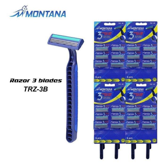 grosir 24 pcs - Pisau Cukur Montana 3 / Alat Cukur rambut Kumis Jenggot