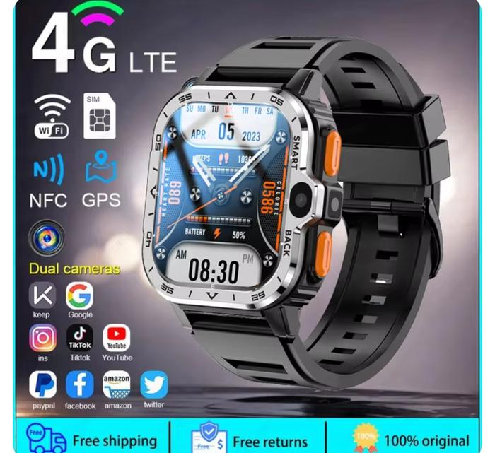 New 5G Sim Card Small mobile phone Smart Watch HD Dual Camera 64GB/16GB ROM NFC GPS WiFi Waterproof