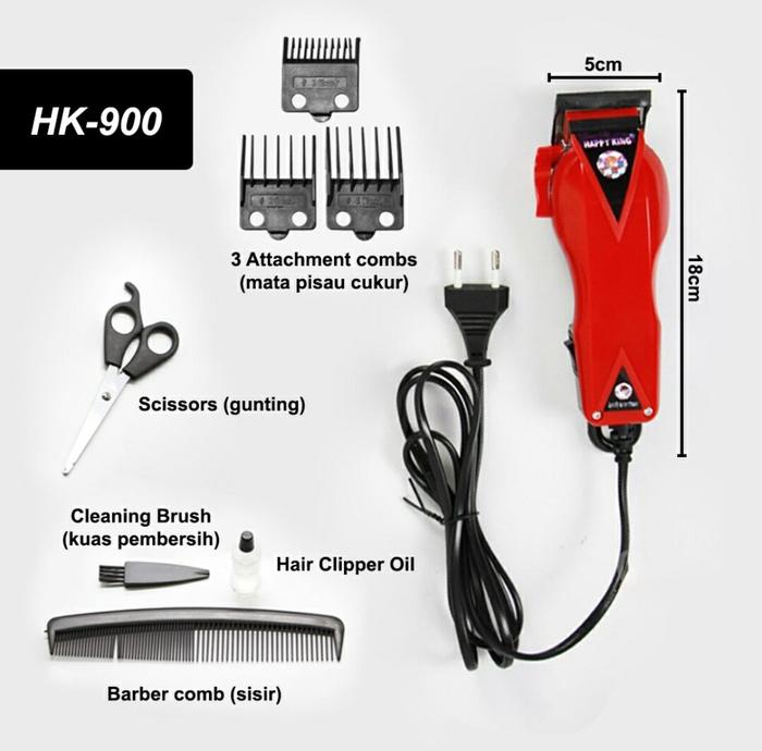 Alat Cukur Rambut Happy King HK900 Mesin Cukur Rambut Elektrik Hair Clipper Happy King Paket Komplit