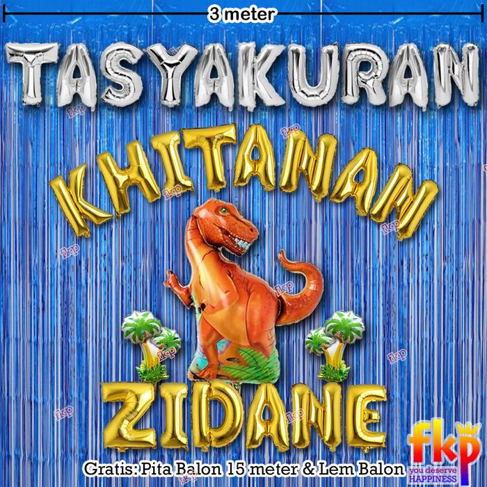 FUN KIDS PARTY Paket Dekorasi Tasyakuran Khitanan / Sunatan Dekor Balon Tema Dinosaurus