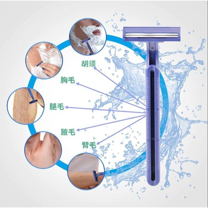 12PCS 1 LUSIN - Pisau Cukur Biru / Cukuran Kumis 2 Mata Pisau + Aloevera Groming Razor / Pisau Cuk