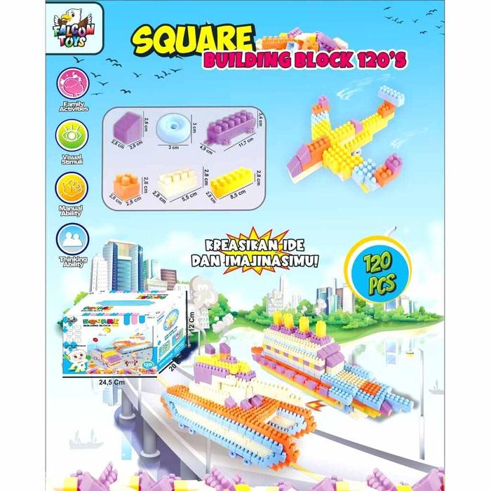 Mainan Edukasi Anak Balok Susun 120Pcs DIY Building Block Bricks Puzzle Block Jumbo