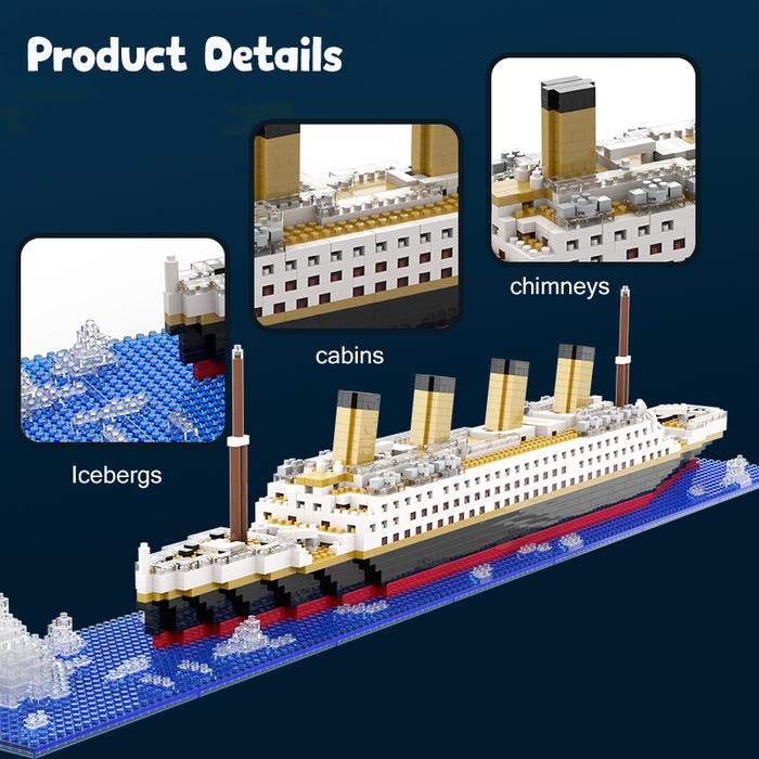 Mainan Titanic 1878pcs Bricks Nano Block Kapal Besar Mainan Balok Building Block Nano Bricks Balok S