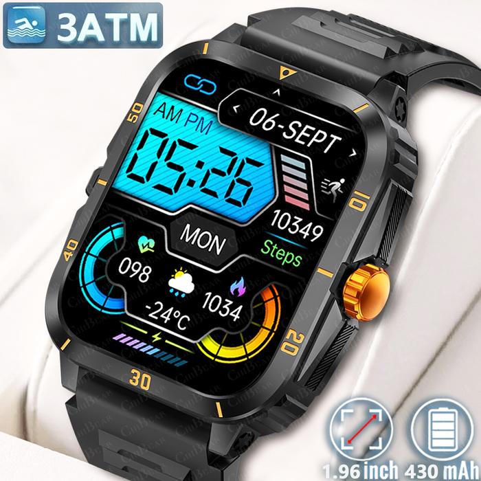 2024 Outdoor Military 3ATM Waterproof Smart Watch Men 430mAh Battery Sports Fitness Watches Bluetoot