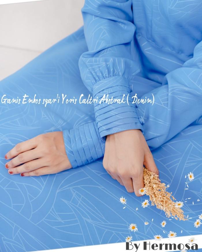 Gamis denim syari-gamis hermosa biru denim-gamis lebaran denim premium