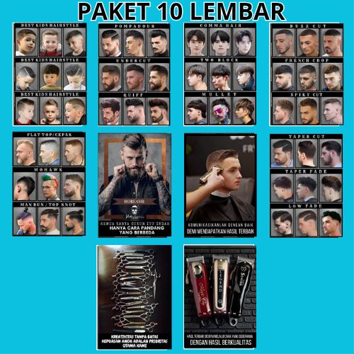 Grosir Poster model rambut hiasan dinding pangkas rambut barbershop salon dekor 2023 edukasi terbaru