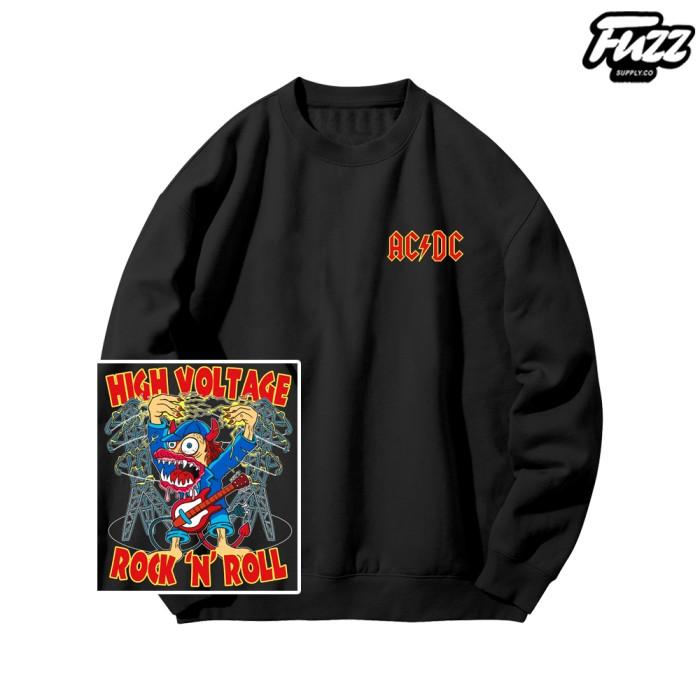 Crewneck Band Acdc Sweater Pria Wanita Distro Musik Rock Oversize Terbaru