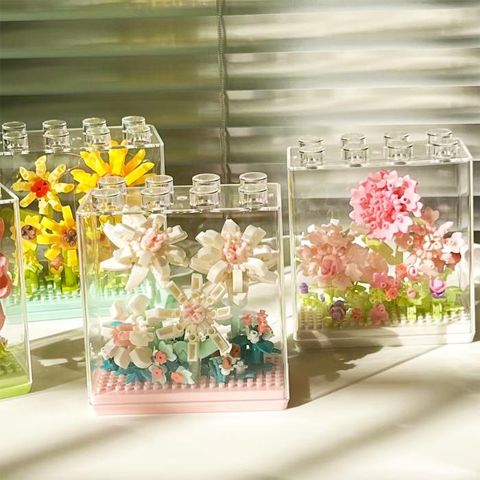 Mainan Edukasi Florist Building Block Bricks Sunflower DIY Susun Balok Bunga Flowers Kotak Akrilik