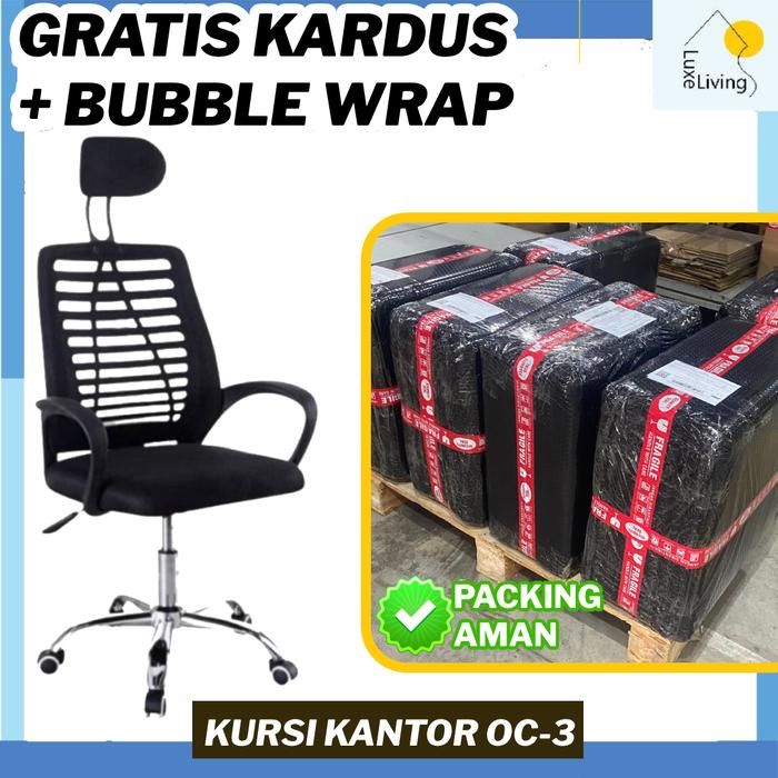 FREE BUBBLE WRAP LLS Kursi Kantor Kursi Kerja Kursi Belajar Kursi Ergonomis Angkat Putar Mesh Hidrol