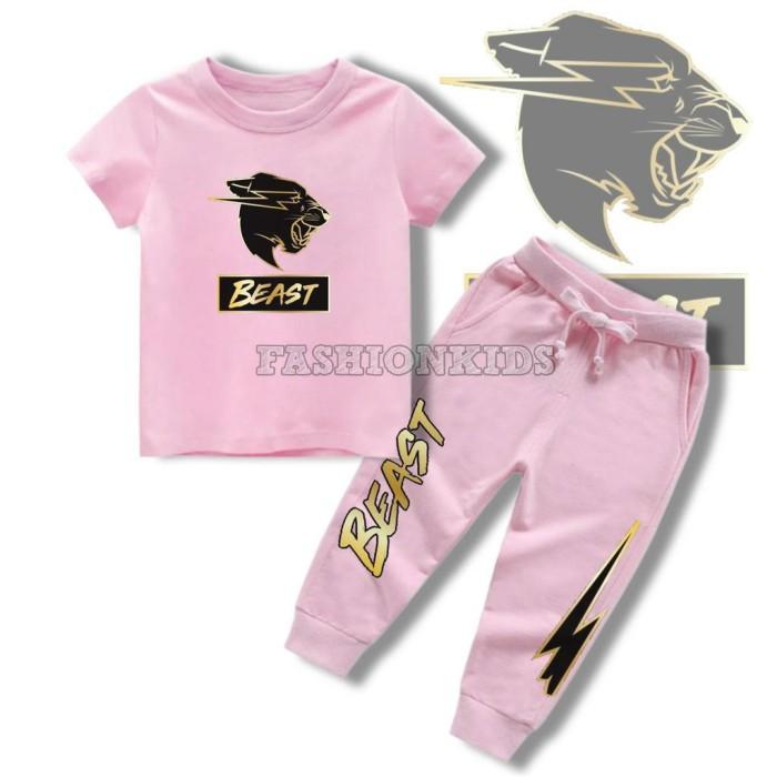 READY Setelan Anak Mr Beast Gold / Kaos Jogger Anak Mr Beast Gold