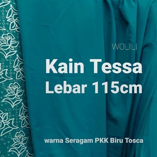 ADA KAIN TESSA SERAGAM PKK NASIONAL BIRU TOSCA KAIN POLOS METERAN TESA
