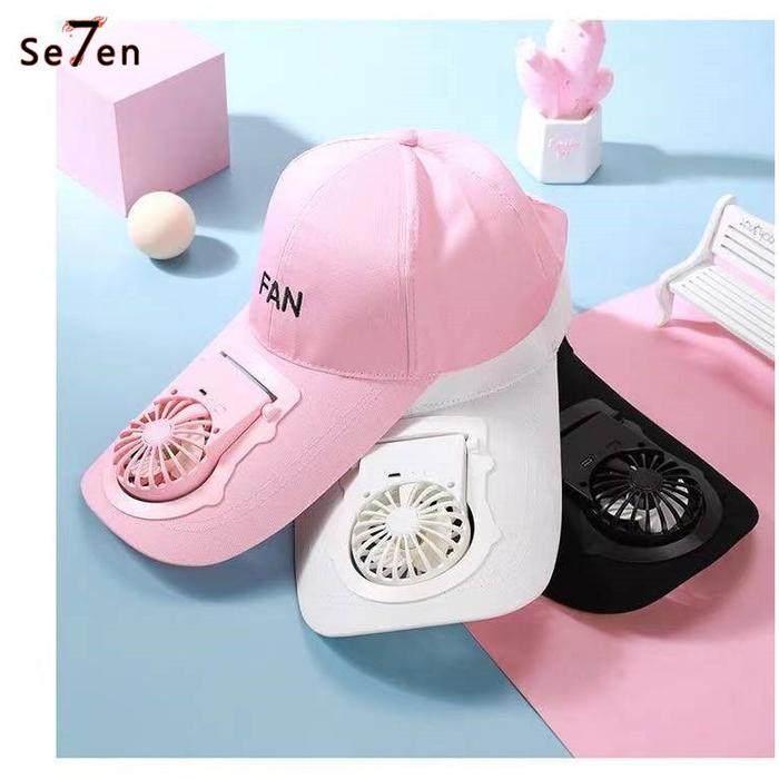 Topi/Topi Kipas Angin USB Mini/ Fashion Traveling - Pink