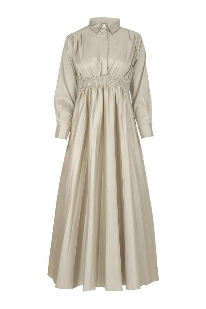 Benang Jarum - Masha Pleated Dress - Taupe