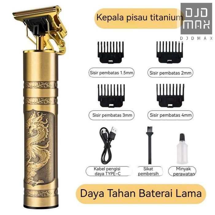 DJDMax Alat cukur rambut elektrik alat pemotong rambut listrik alat cukur kepala terbaru model naga