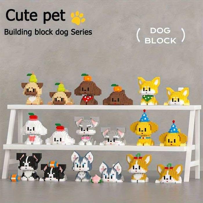 ST Mainan Brick Nano Block Balok Susun Karakter Anjing Lucu Kepala Bisa Gerak