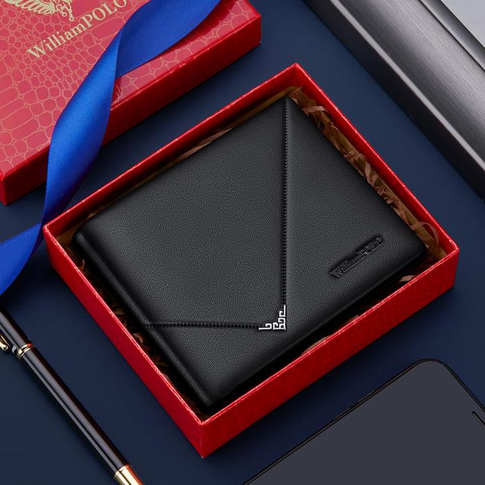 WILLIAMPOLO 2023 Small Men's Wallet Leather Men's Anti THeft Wallet For Card Document Holder Side Pu