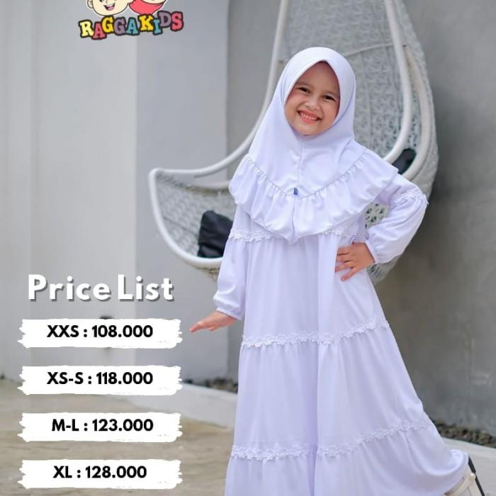 gamis putih dan jilbab anak perempuan Rangga kids