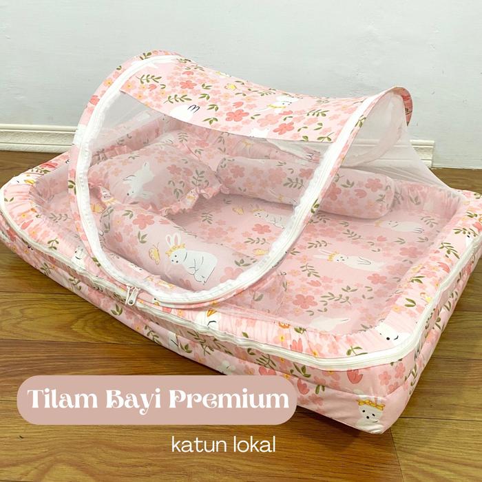 Tilam Bayi / Kasur Kelambu Bayi Pemium Oval dan Petak Katun Lokal