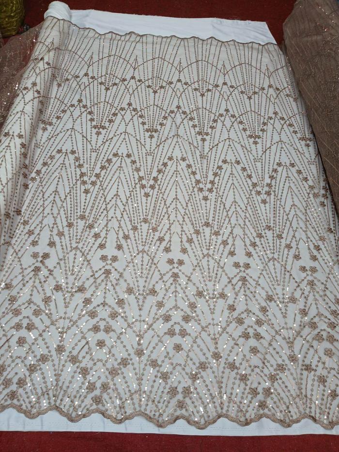 Kain tile payet spangel sequin terbaru murah/kain brukat tile full payet sequin/kain tulle full bord