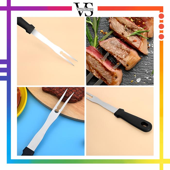 Garpu Daging Steak Panggang BBQ / Garpu Daging Barbeque Tusuk Daging Garpu Jumbo Stainless Handle Pl