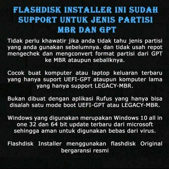 FLASHDISK USB MULTIBOOTABLE WINDOWS XP/7/8.1/10/11 ORIGINAL PLUS DRIVERPACK