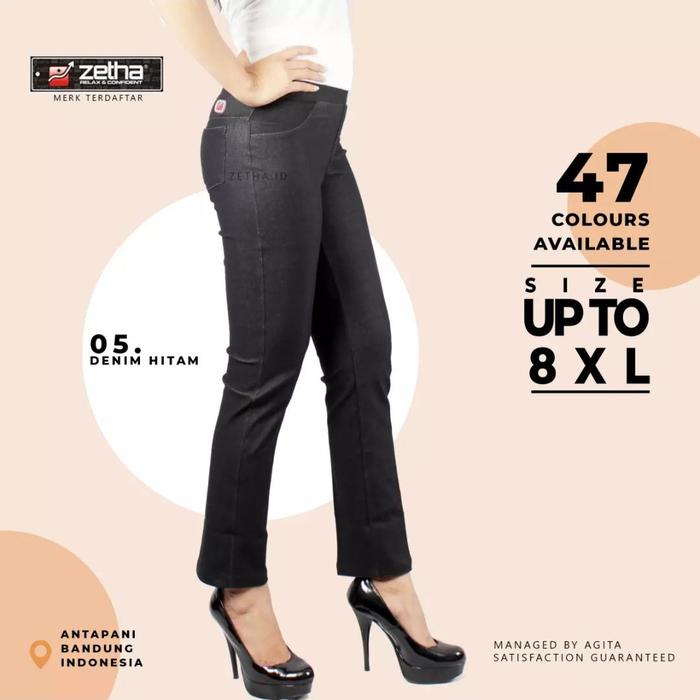 [BISA COD] CELANA ZETHA DENIM HITAM / LEGGING ZETHA / CELANA KANTOR / CELANA KASUAL DENIM / CELANA J
