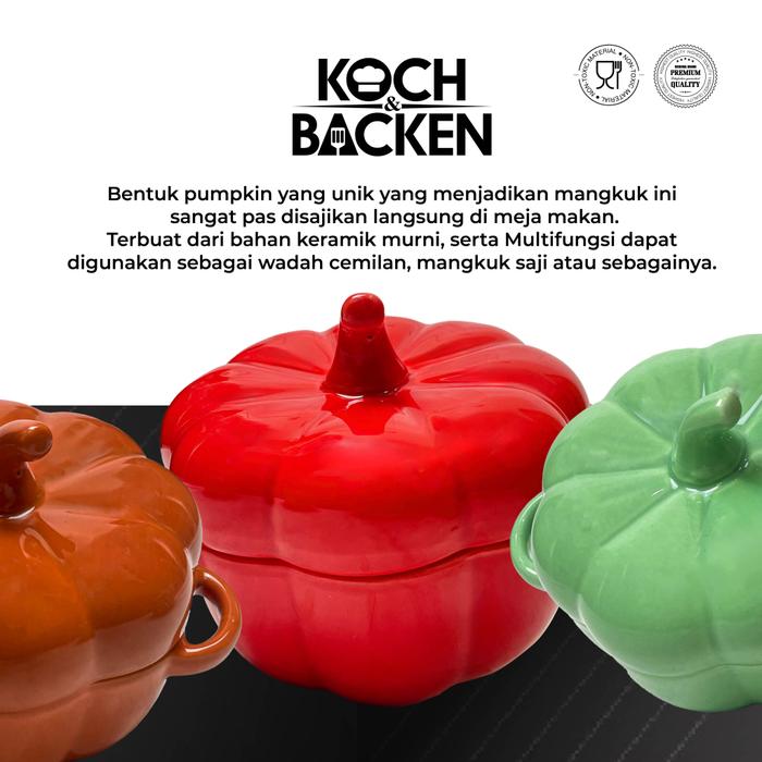 KOCH&BACKEN Ceramic Pumpkin Bowl - Mangkok Keramik Anti Lengket - MERAH